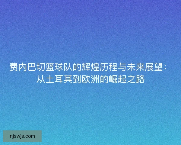费内巴切篮球队的辉煌历程与未来展望：从土耳其到欧洲的崛起之路